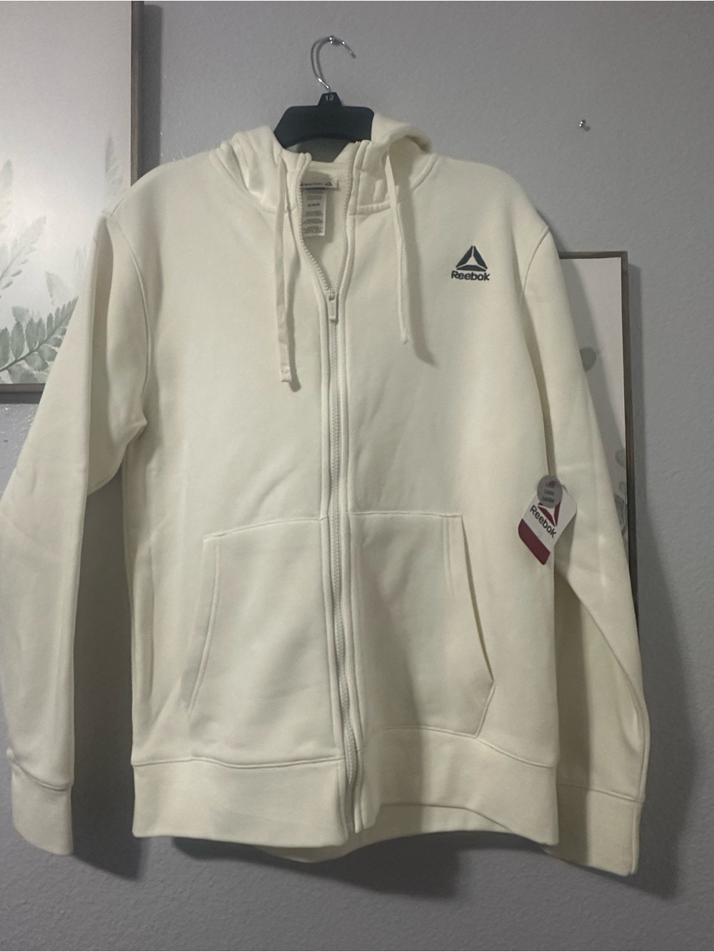 Reebok Men’s Cream Zip-Up Hoodie Jacket